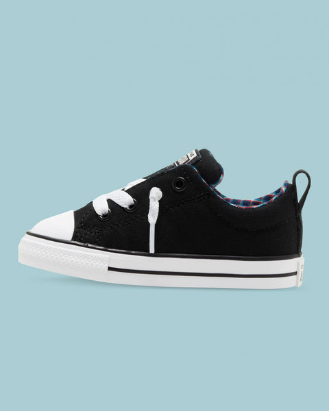 Converse Kids Chuck Taylor All Star Street Plaid Slip On Toddler Low Top Black