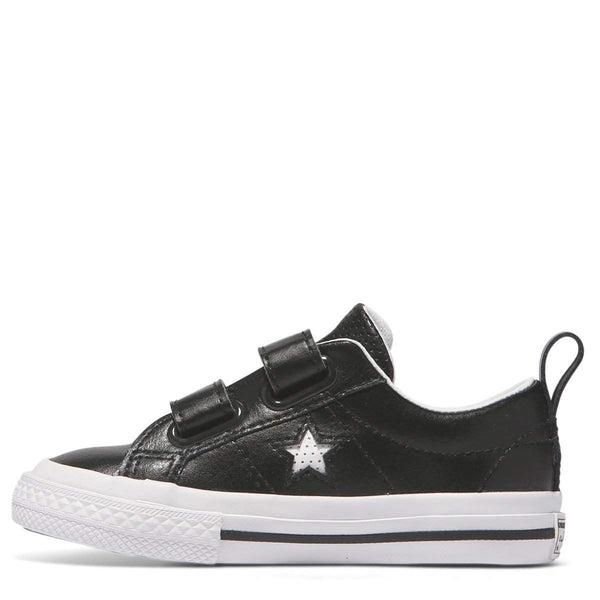 Converse Kids One Star Leather 2V Toddler Low Top | Black Afterpay