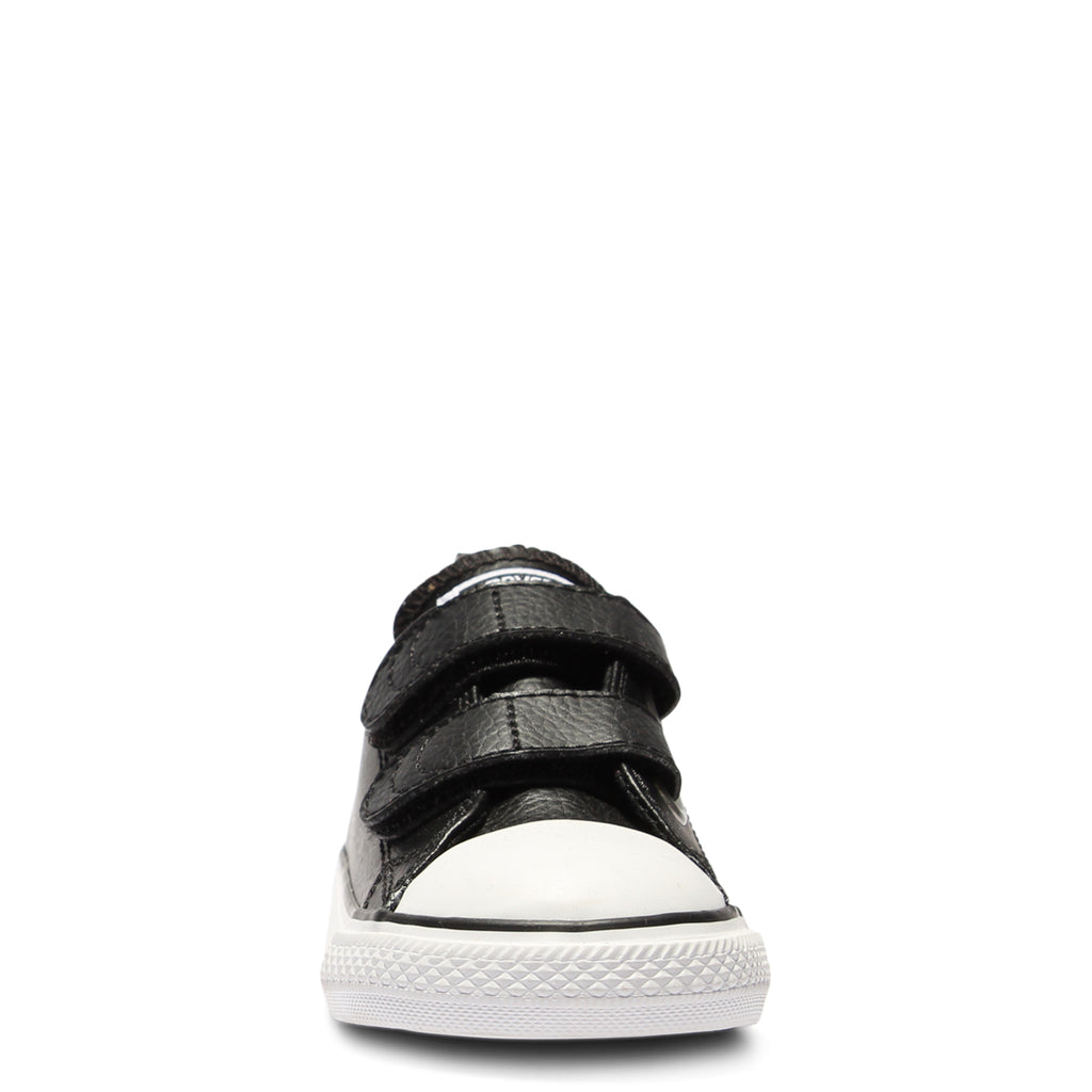 Kids black leather velcro converse clearance