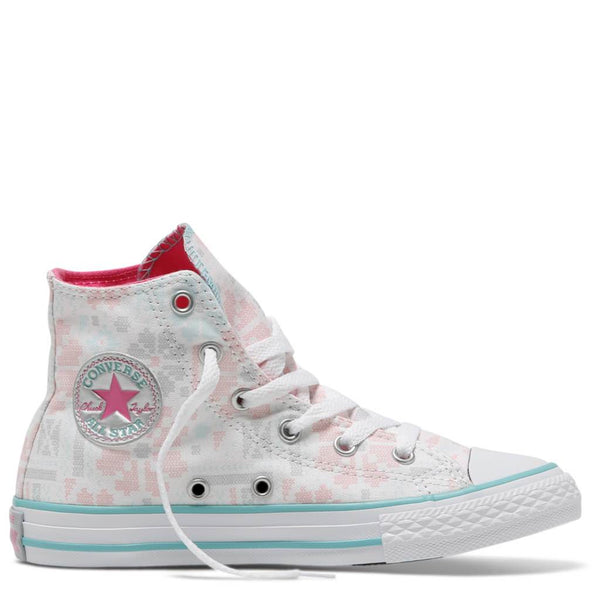 Converse Kids Chuck Taylor All Star Junior High Top White Pink Pow Afterpay
