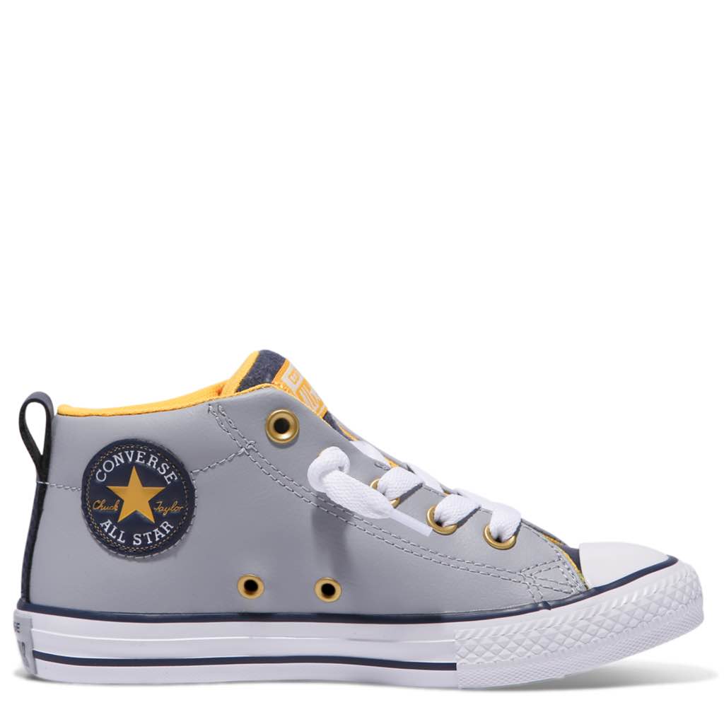 Converse Kids Chuck Taylor All Star Street Leather Junior Mid Wolf Grey Afterpay