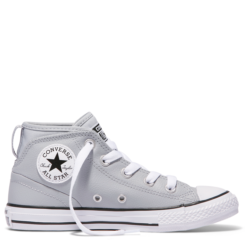 Tilpasning patron ækvator Converse Kids Chuck Taylor All Star Syde Street Leather Youth Mid Wolf Grey  | Afterpay – Tiny Style