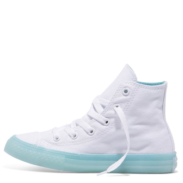 Converse Kids Chuck Taylor All Star Translucent Colour Midsole Junior High Top Bleached Aqua Afterpay Girls Shoes
