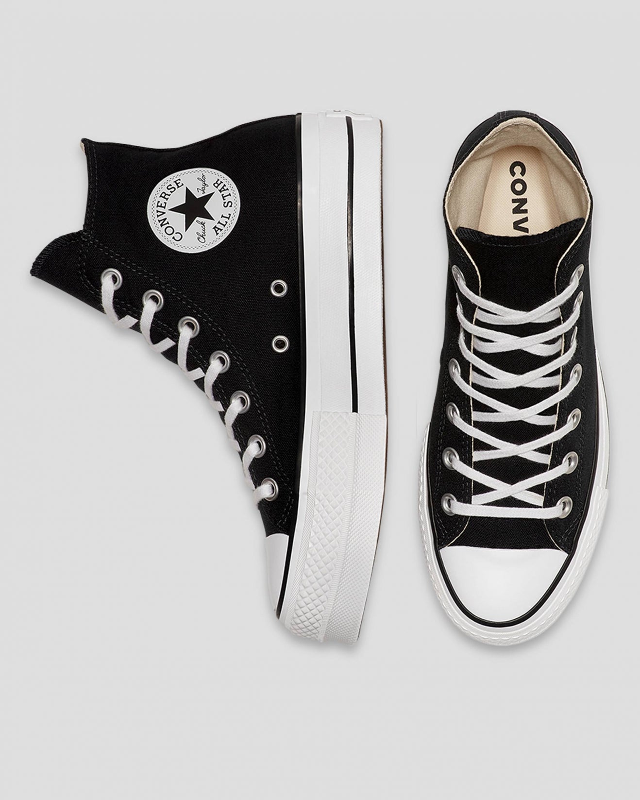 Grey and black store converse high tops